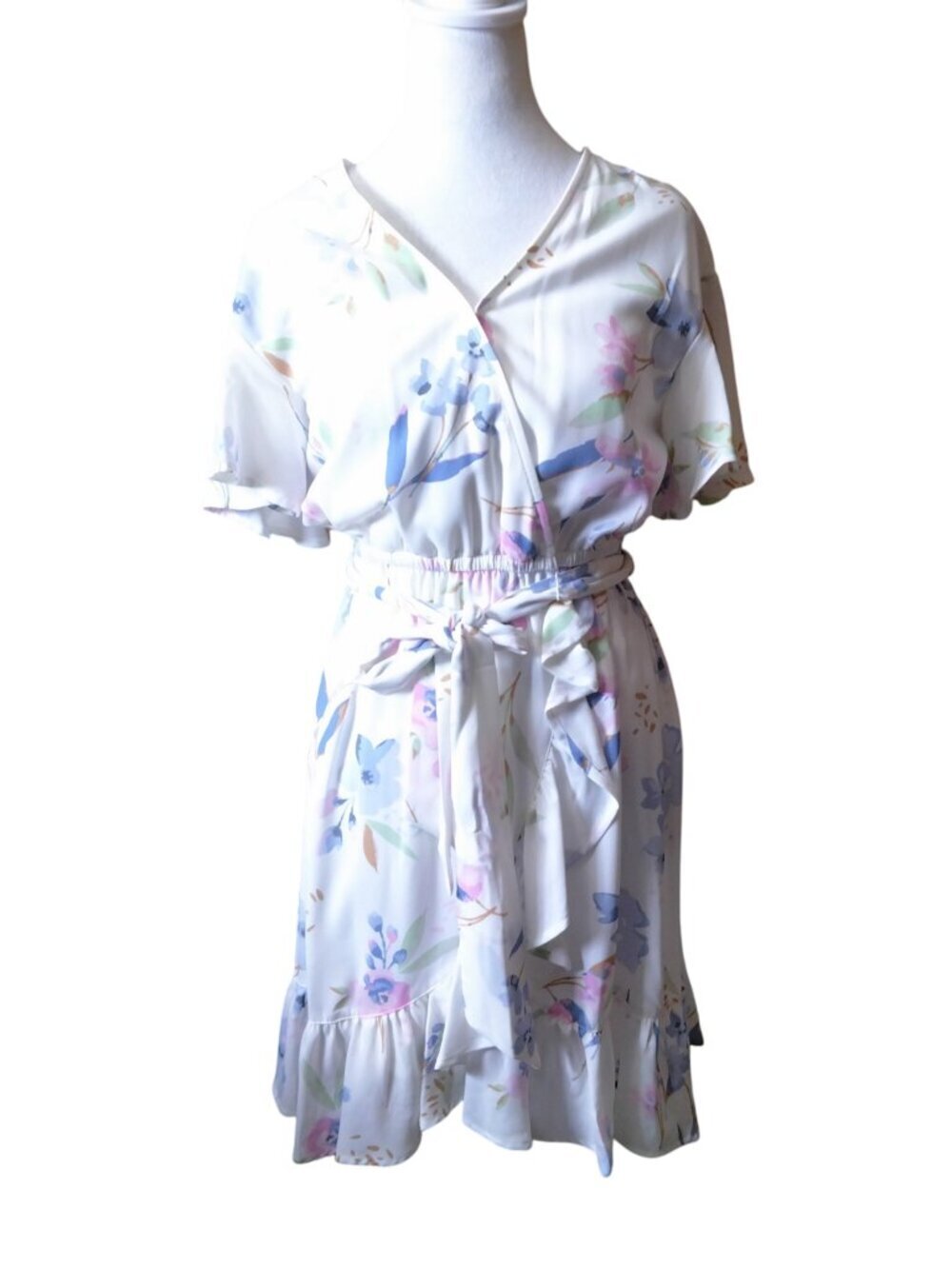 LC Lauren Conrad Flutter Sleeve Floral Ruffle Dress Cottagecore Size XS Girly